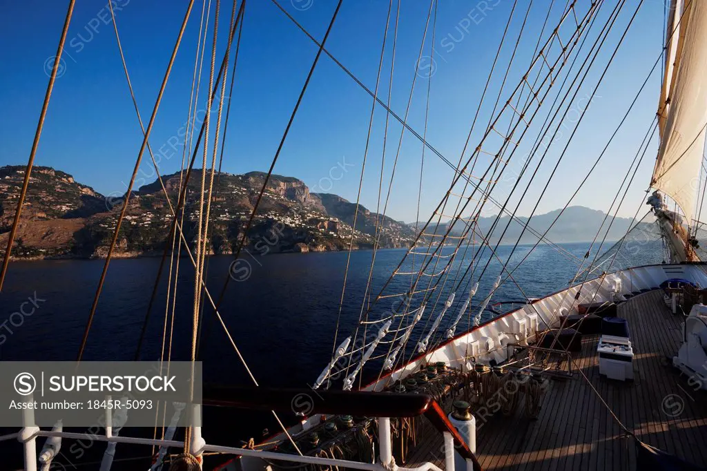 Clipper ship in the sea, Amalfi, Province Of Salerno, Gulf Of Salerno, Tyrrhenian Sea, Campania, Italy