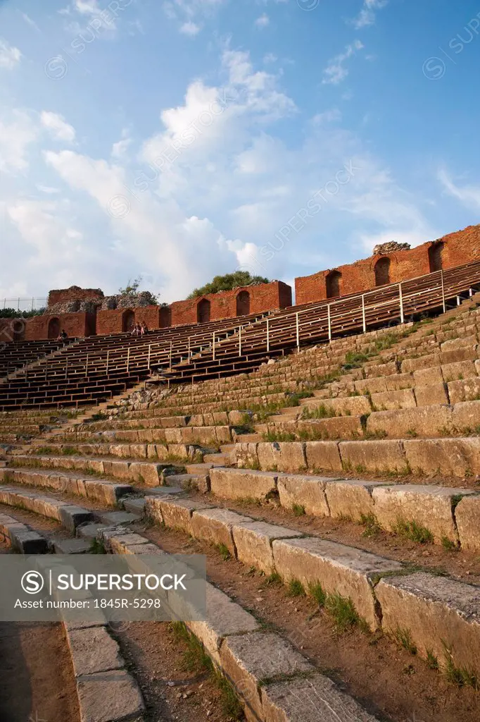 Ruins of an ancient Greek theatre, Taormina, Province of Messina, Sicily, Italy