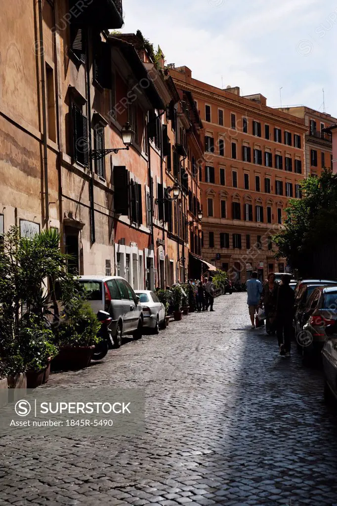 Cars parked on the street, Rome, Lazio, Italy