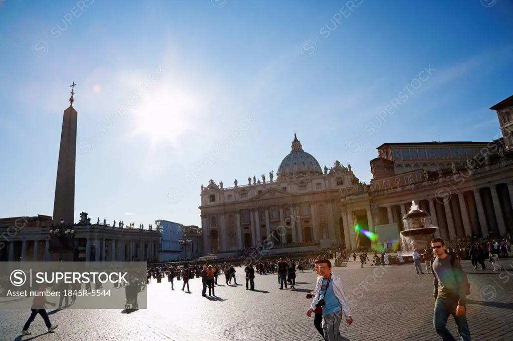 Tourists at a square, St. Peters Basilica, St. Peters Square, Vatican City