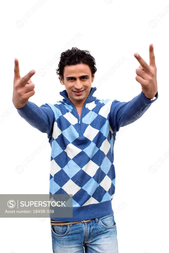 Portrait of a man gesturing