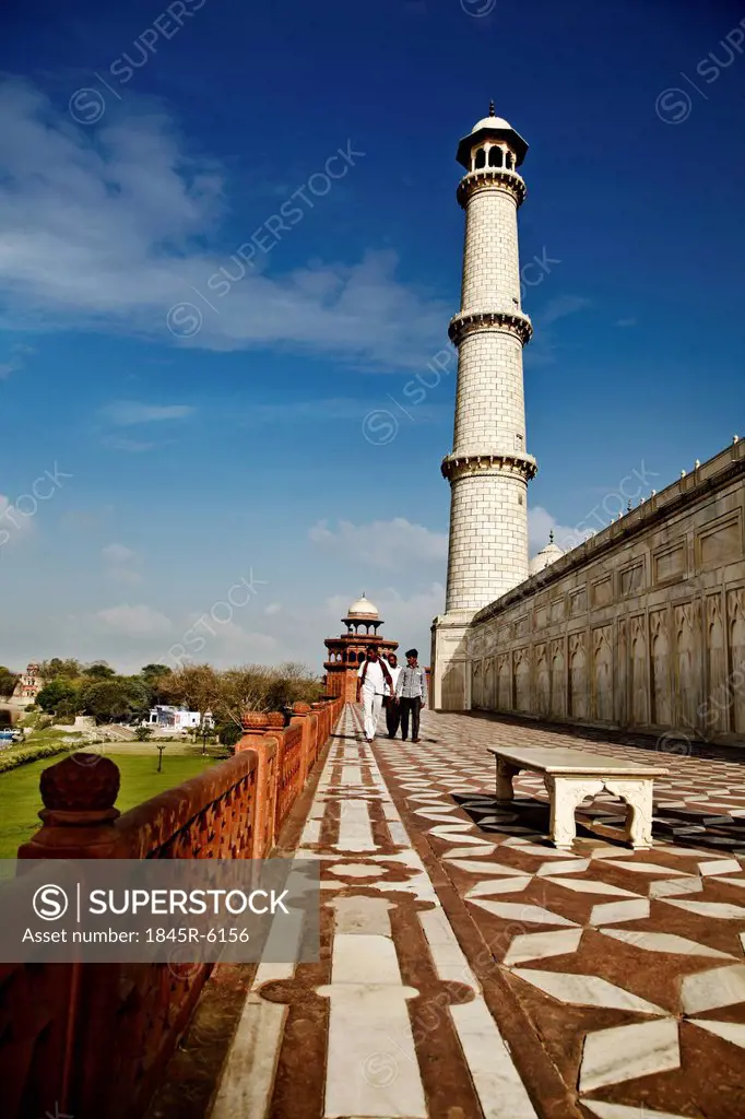 Tourists at a mausoleum, Taj Mahal, Agra, Uttar Pradesh, India