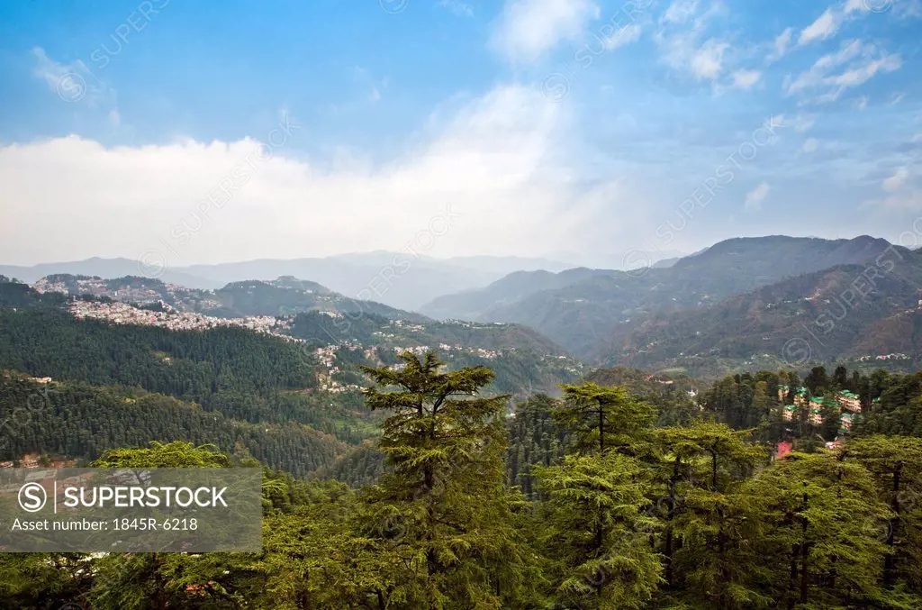 High angle view of mountains, Shimla, Himachal Pradesh, India