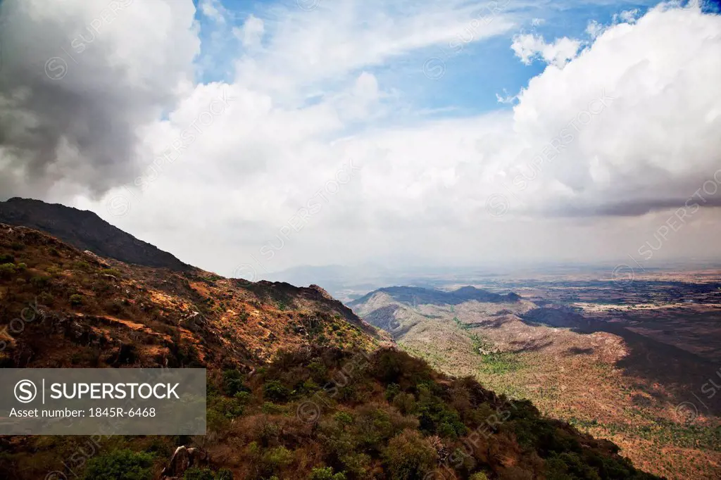 Clouds over a landscape, Mount Abu, Sirohi District, Rajasthan, India