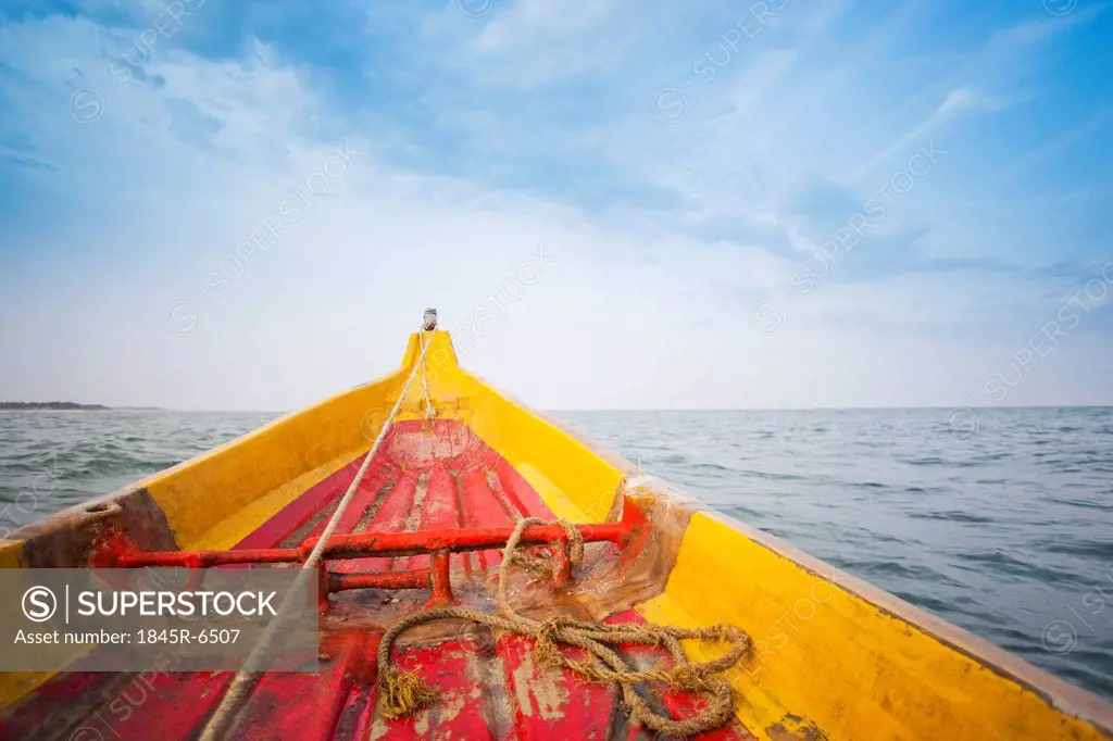 Fishing boat in the sea, Pondicherry, India