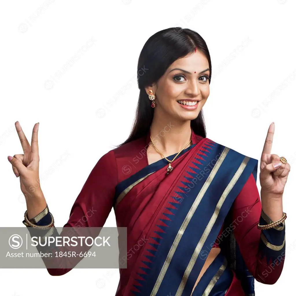 Traditionally Indian woman gesturing