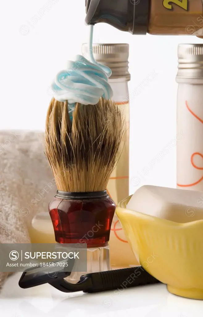 Shaving brush with toiletries