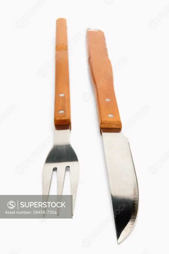 Close-up of a kitchen knife with fork