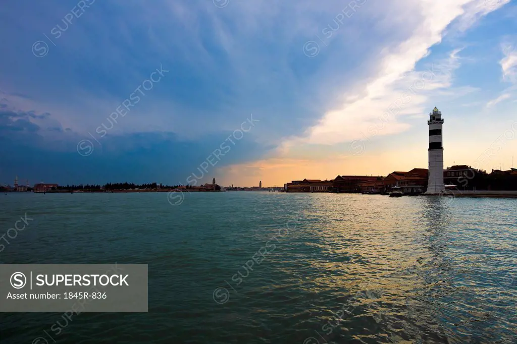 Lighthouse at dusk, Murano, Venice, Veneto, Italy
