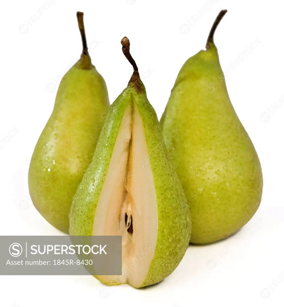 Close-up of pears with missing bite