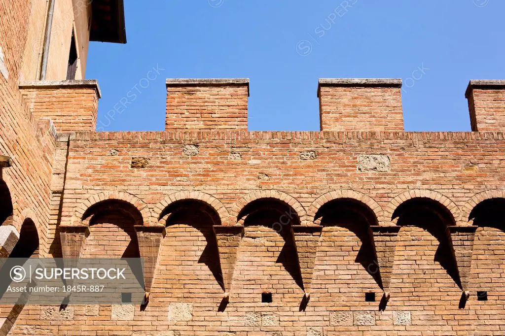 Low angle view of a building, Torre Del Mangia, Palazzo Pubblico, Piazza Del Campo, Siena, Siena Province, Tuscany, Italy