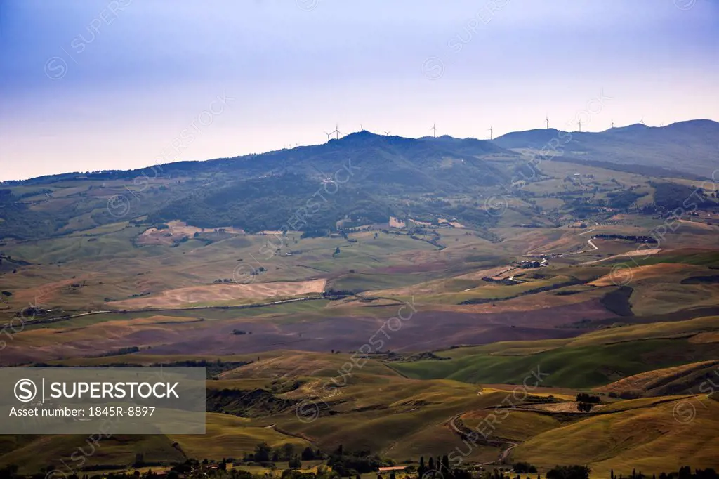 High angle view of a landscape, Volterra, Province of Pisa, Tuscany, Italy