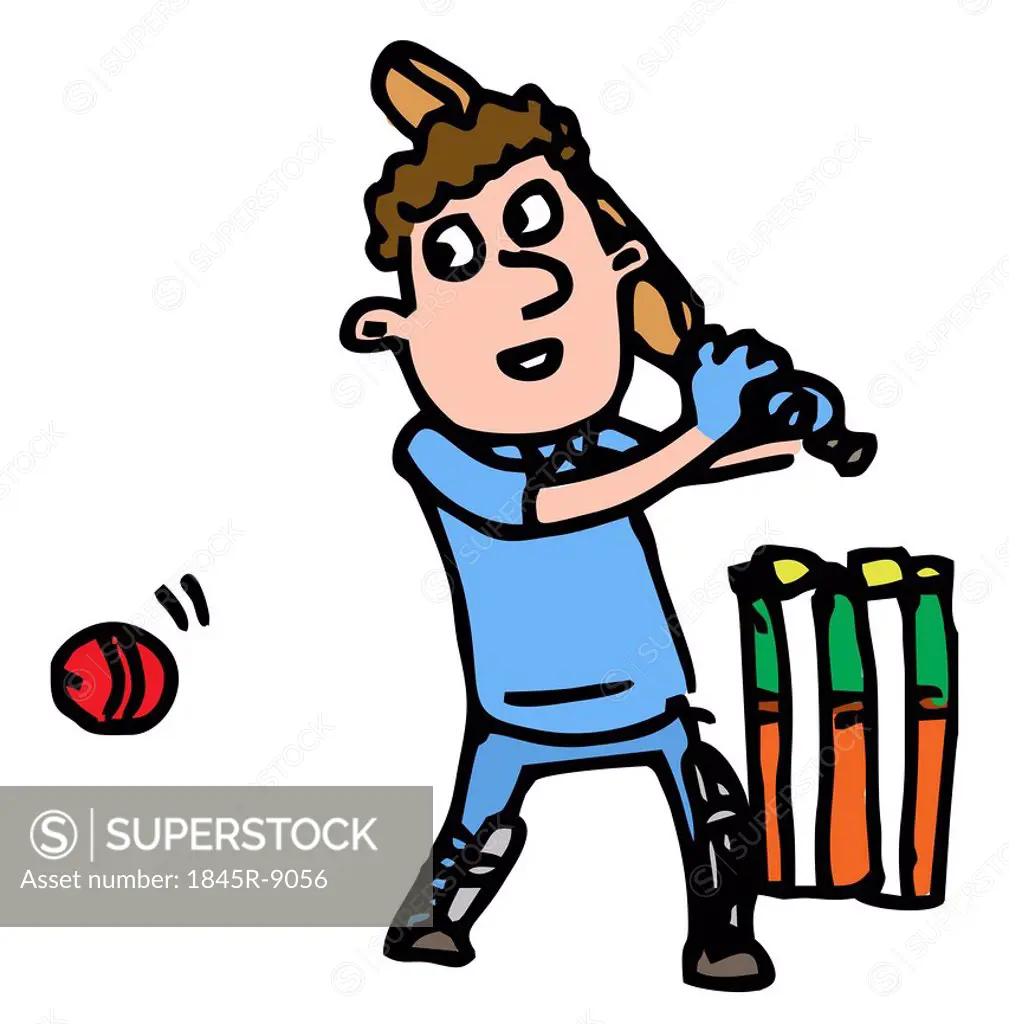 Illustrative representation of a cricketer batting