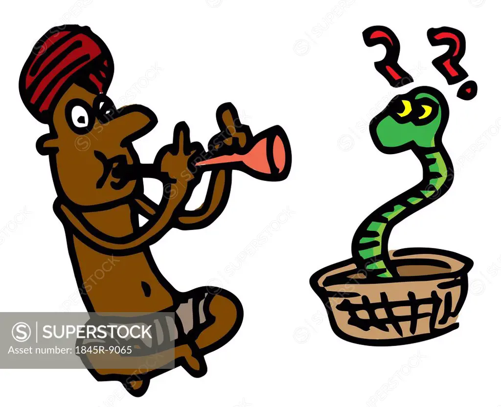 Illustrative representation of a snake charmer