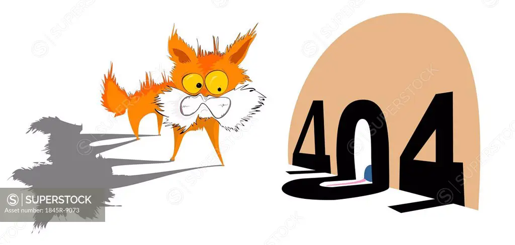 Illustrative representation of a kitten with 404 error message