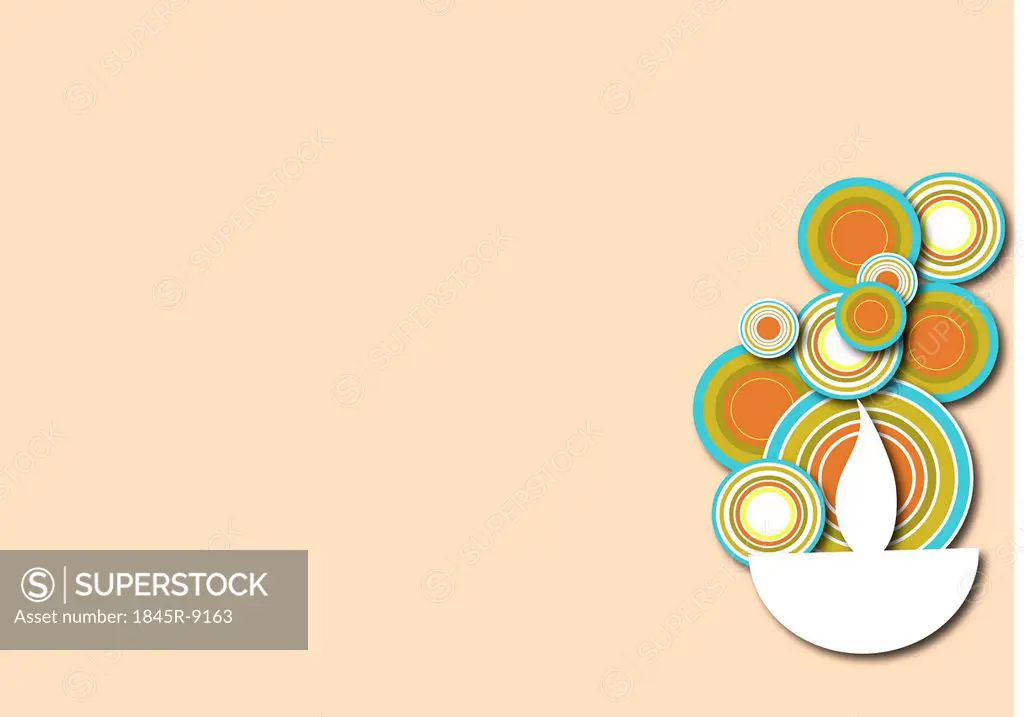 Diwali oil lamp isolated on colored background