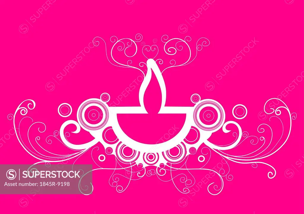 Diwali oil lamp isolated on pink background