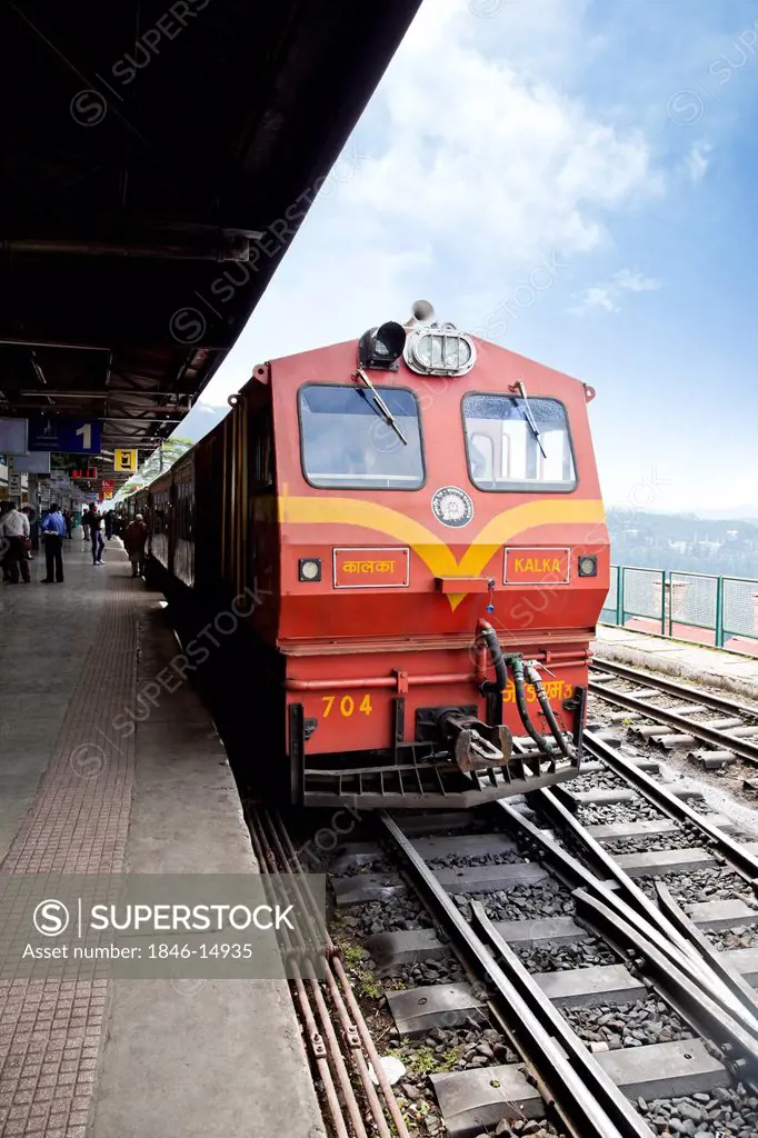 Train at railroad station platform, Shimla, Himachal Pradesh, India