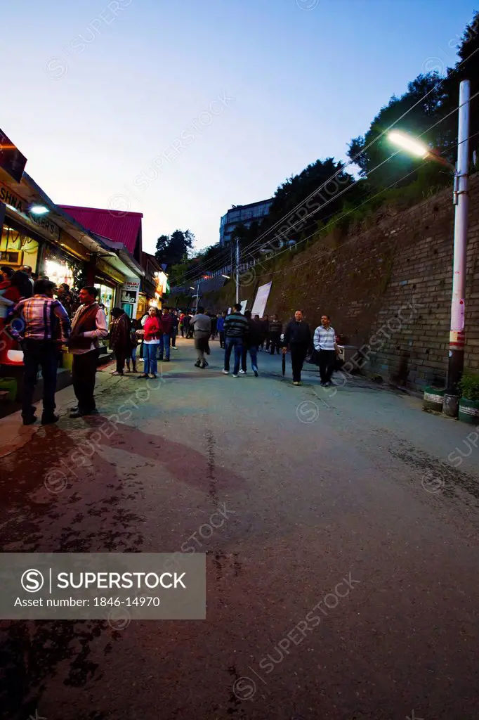 People walking on the road, Mall Road, Shimla, Himachal Pradesh, India