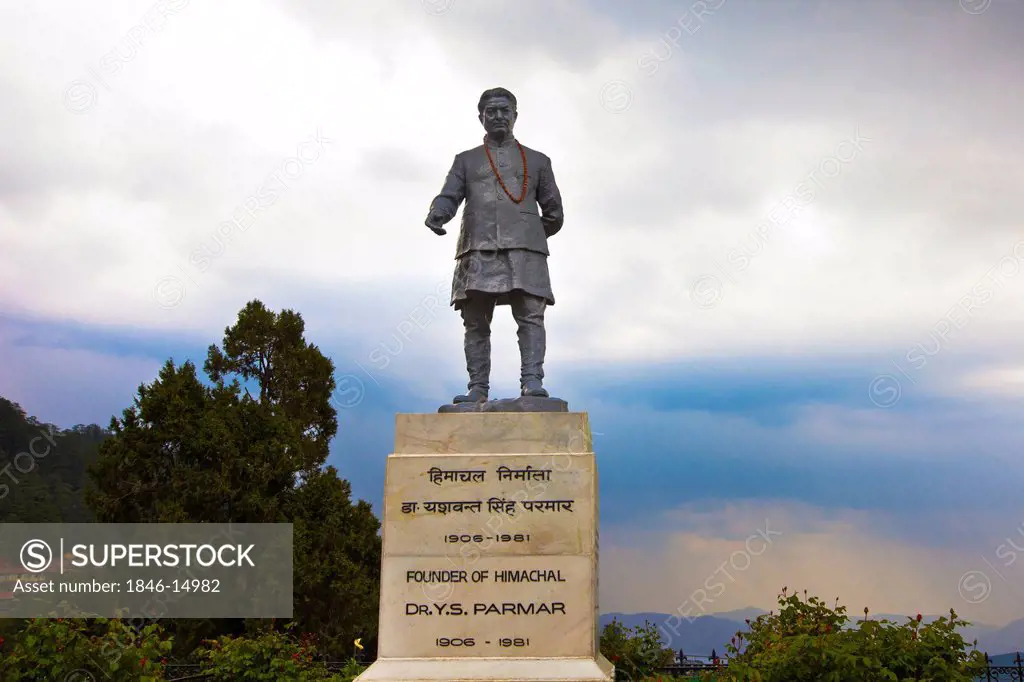 Low angle view of the statue of Dr. Y.S. Parmar, Shimla, Himachal Pradesh, India