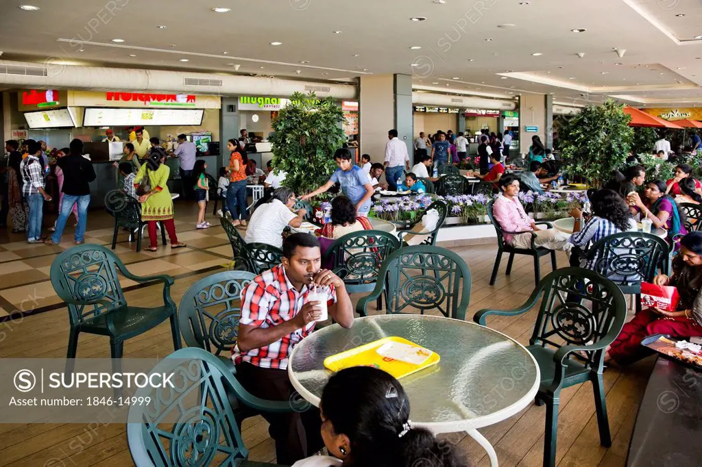 People at food court in a shopping mall, Express Avenue, Chennai, Tamil Nadu, India