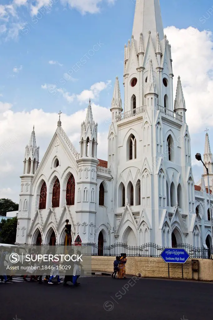 Church in a city, San Thome Basilica, Santhome, Mylapore, Chennai, Tamil Nadu, India