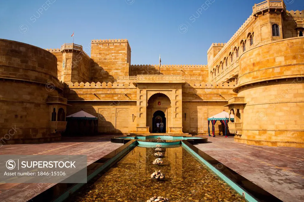 Fountain at the courtyard of a palace, Suryagarh, Jaisalmer, Rajasthan, India