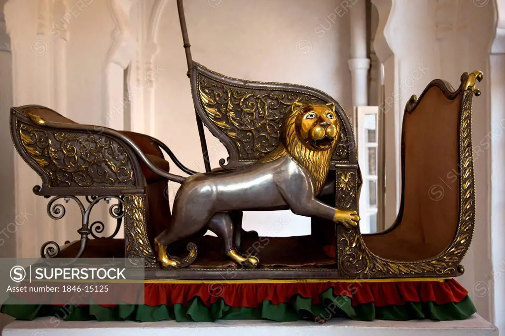 Statue of a lion in a fort, Meherangarh Fort, Jodhpur, Rajasthan, India