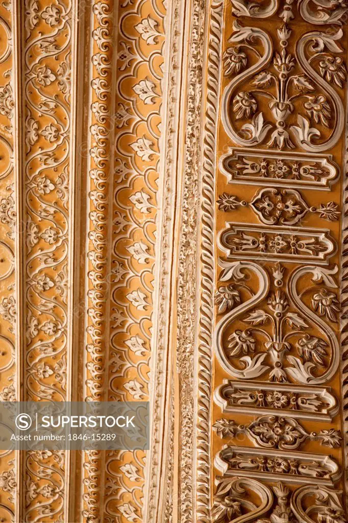 Close-Up of carving details, Chowmahalla Palace, Hyderabad, Andhra Pradesh, India