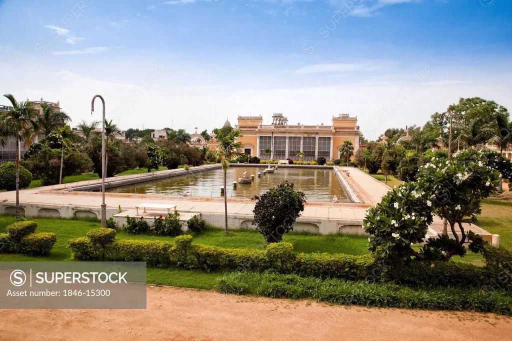 Formal garden in front of a palace, Chowmahalla Palace, Hyderabad, Andhra Pradesh, India