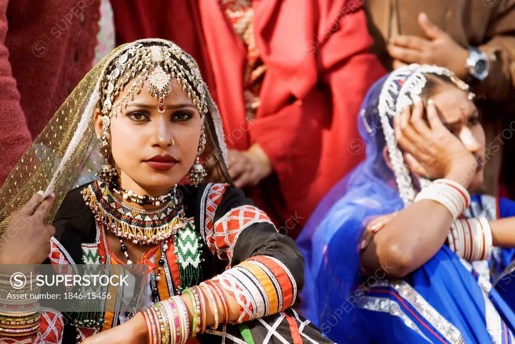 Woman in traditional Rajasthani dress at Surajkund Mela, Faridabad, Haryana, India