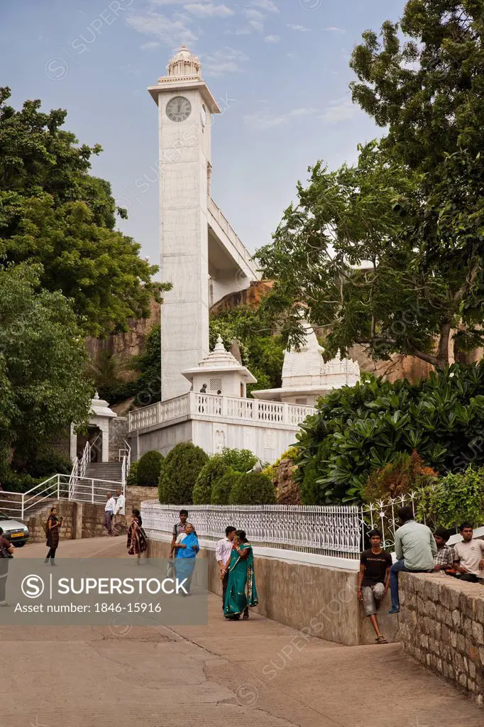 Tourists at a temple, Birla Mandir, Hyderabad, Andhra Pradesh, India