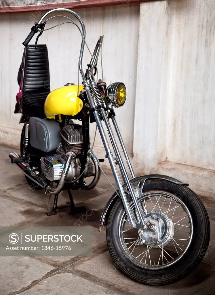 Motorcycle in a museum, Sudha Car Museum, Hyderabad, Andhra Pradesh, India