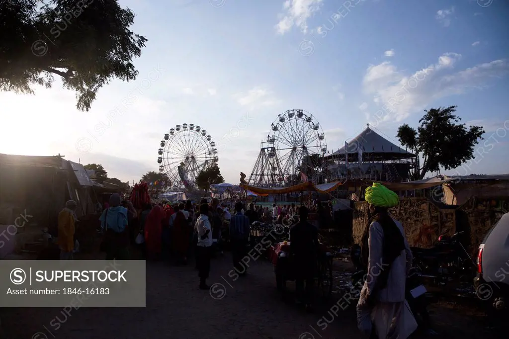 Tourists at Pushkar Camel Fair, Pushkar, Ajmer, Rajasthan, India