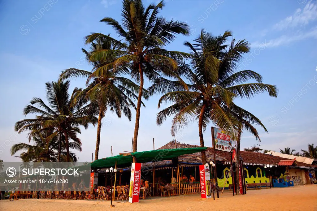 Restaurant on the beach, Johncy Beach Restaurant, Panaji, Goa, India