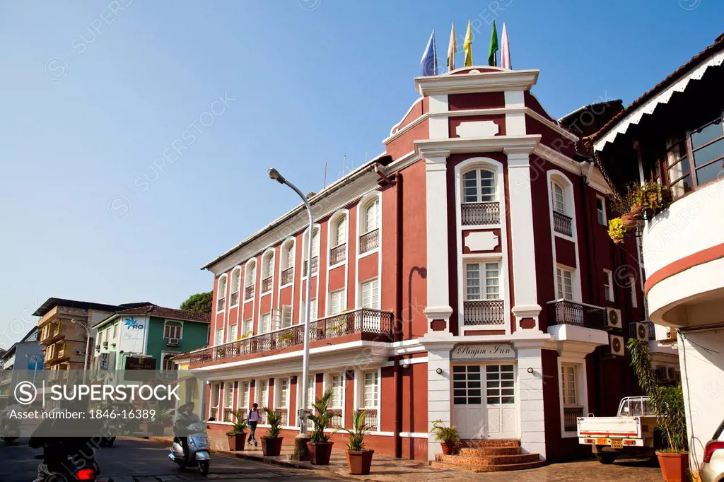 Facade of a hotel, Panjim Inn, Panaji, Goa, India