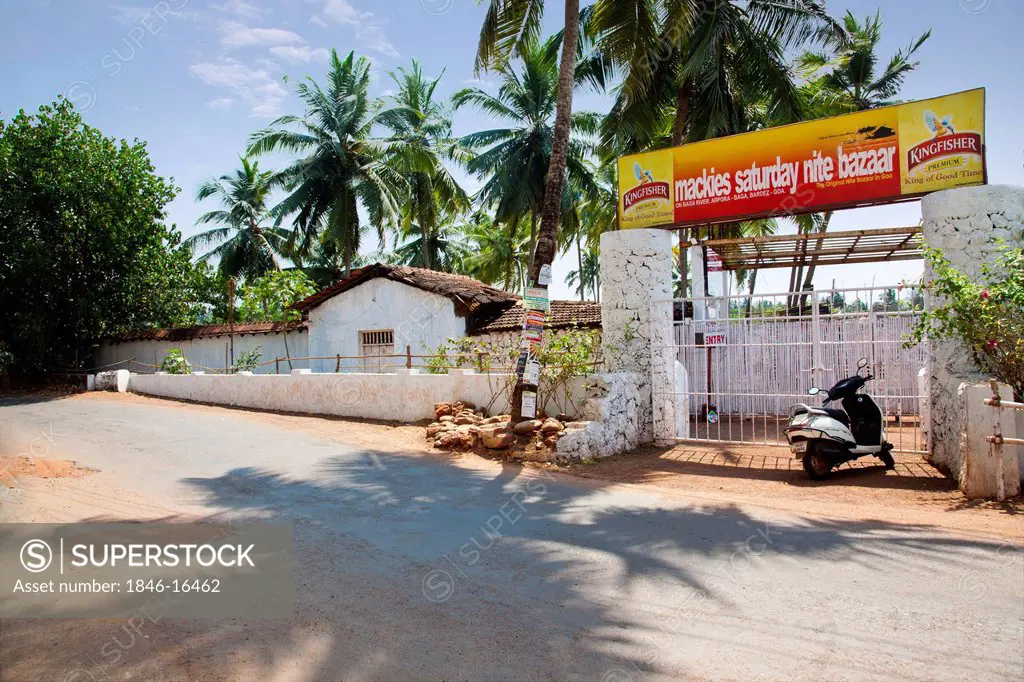 Entrance of a market, Mackies Saturday Nite Bazaar, Arpora Baga Road, Baga, Bardez, North Goa, Goa, India