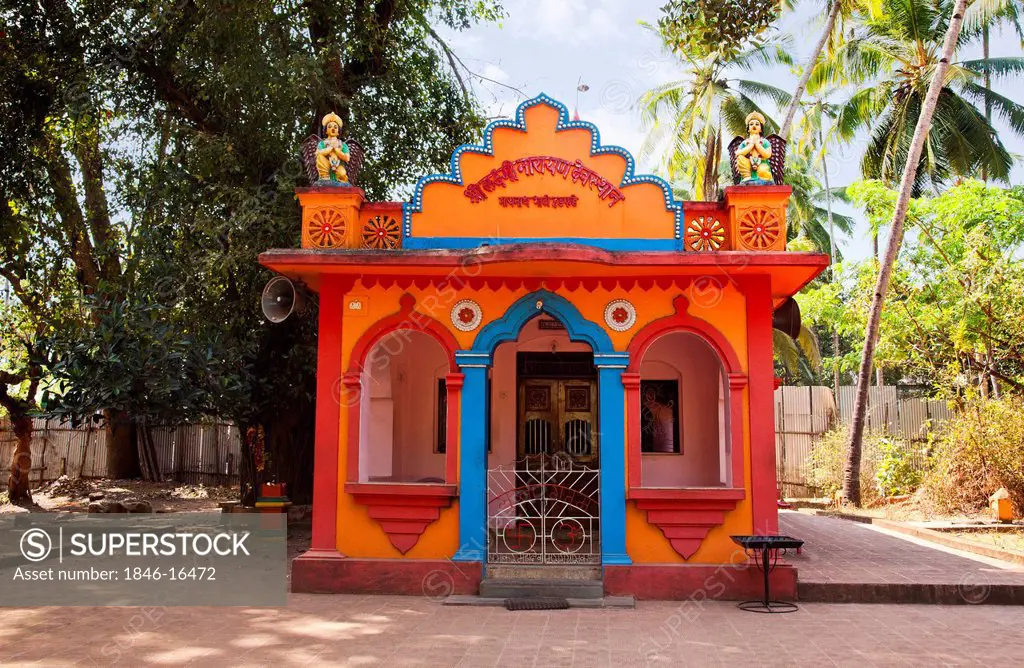 Facade of a temple, Panaji, Goa, India