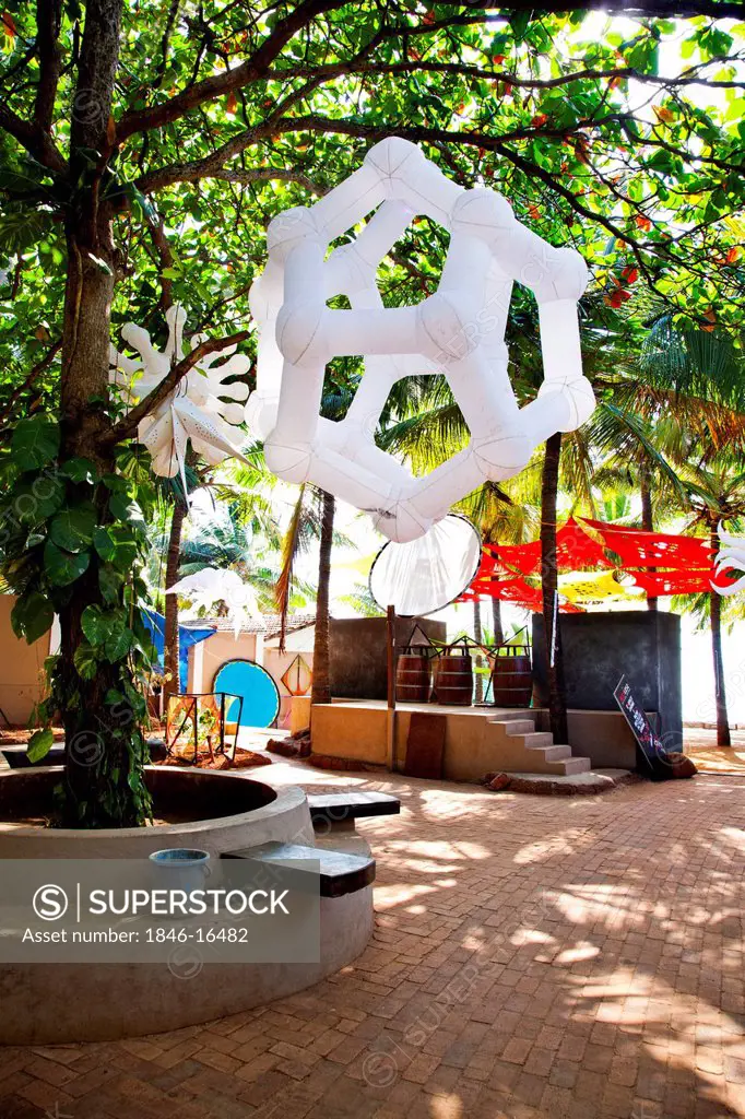 Molecular Structure hanging on a tree, UV Bar, Anjuna Beach, Anjuna, Bardez, North Goa, Goa, India