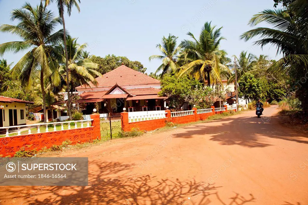 Building surrounded by palm trees, Patrick Spiritual Healer, Nani's Rani's, Baga, Bardez, North Goa, Goa, India