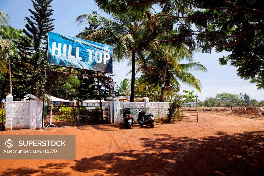 Entrance of a nightclub, Hilltop, Vagator Hill, Beach Road, Vagator, Bardez, North Goa, Goa, India