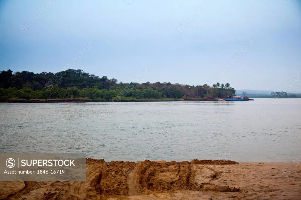 View of the Mandovi River, North Goa, Goa, India
