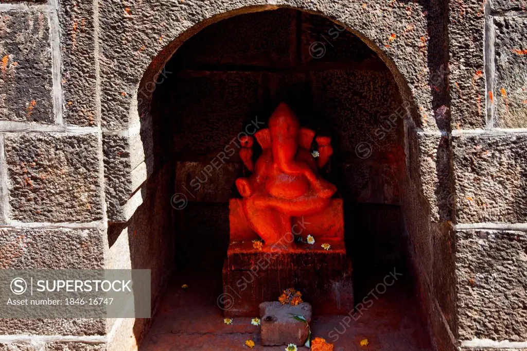 Idol of Lord Ganesha at a temple, Bhimashankar Temple, Pune, Maharashtra, India