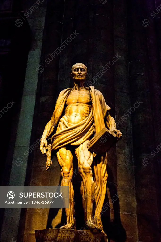 Statue of San Bartolomeo Flayed in Duomo Di Milano, Milan, Lombardy, Italy
