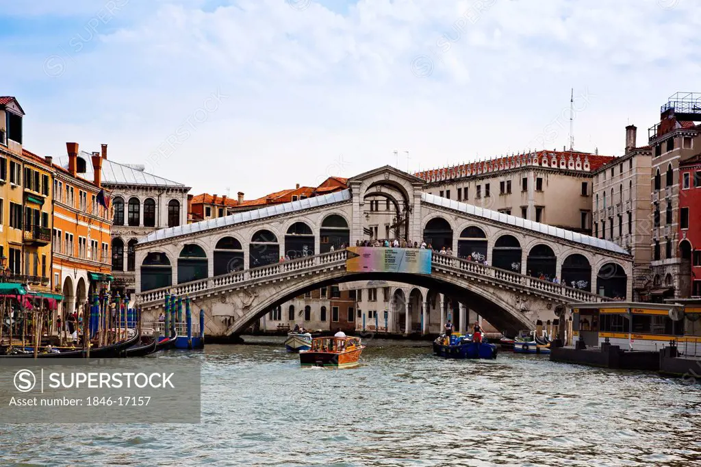 Bridge over a canal, Rialto Bridge, Grand Canal, Venice, Veneto, Italy