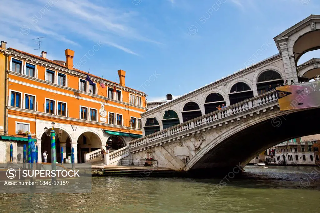 Bridge over a canal, Rialto Bridge, Grand Canal, Venice, Veneto, Italy