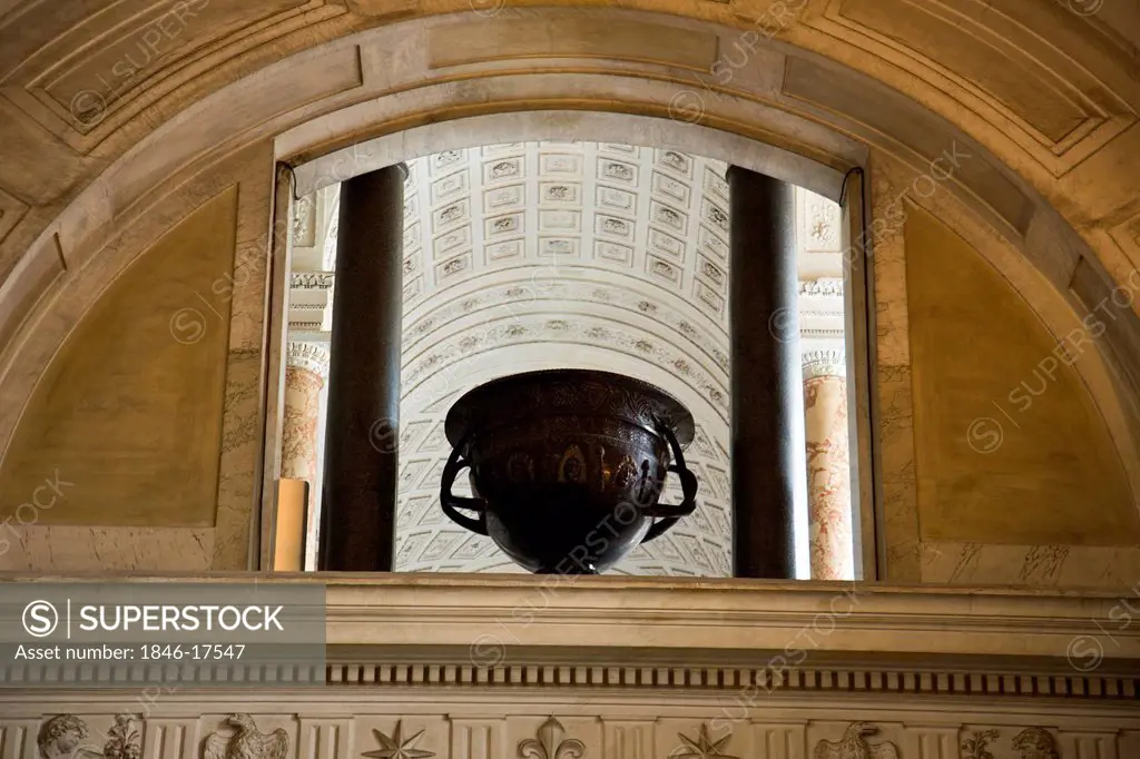 Low angle view of a decorative urn, Vatican Museums, Vatican City, Rome, Lazio, Italy