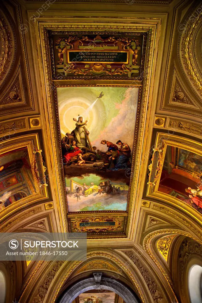 Ceiling details of the Gallery of Maps, Vatican Museums, Vatican City, Rome, Lazio, Italy