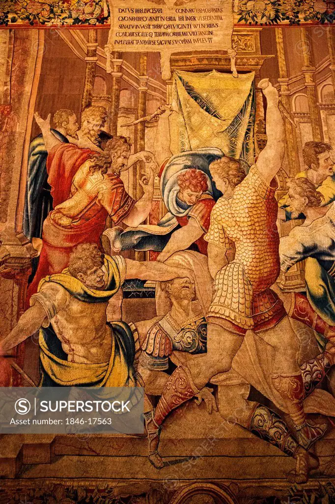 Assassination of Julius Caesar, Gallery of Tapestries, Vatican Museums, Vatican City, Rome, Lazio, Italy