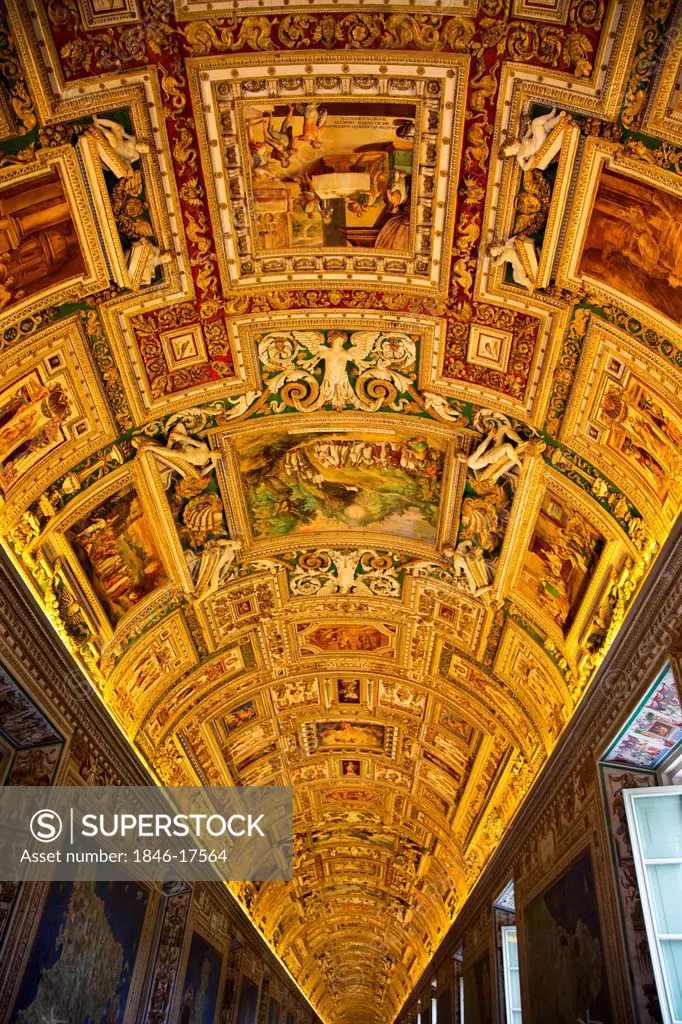 Ceiling of the Gallery of Maps, Vatican Museums, Vatican City, Rome, Lazio, Italy